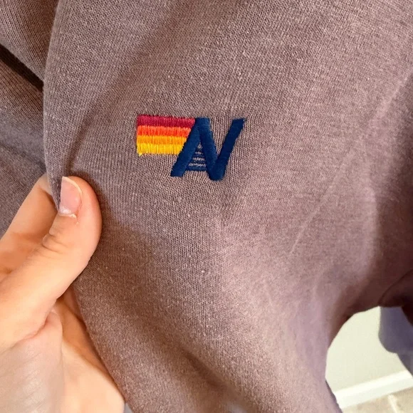 Aviator Nation CLASSIC STRIPE CROPPED CREW SWEATSHIRT RELAXED - FADED MOCHA - Picture 6 of 7